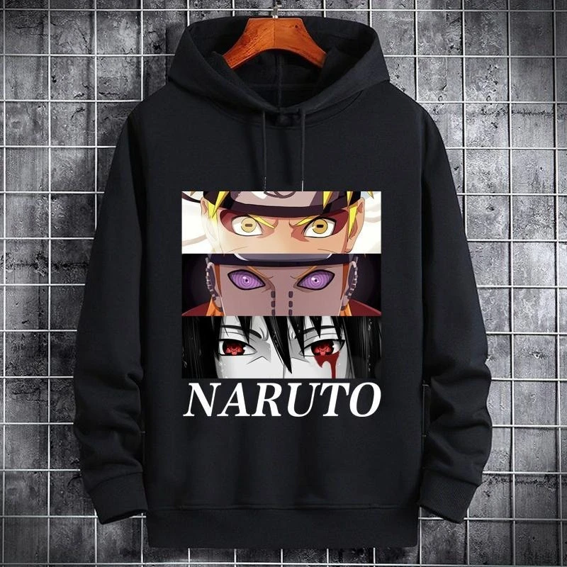 

Naruto spring and autumn thin men's and women's black hooded print trend loose casual versatile long-sleeved sweater