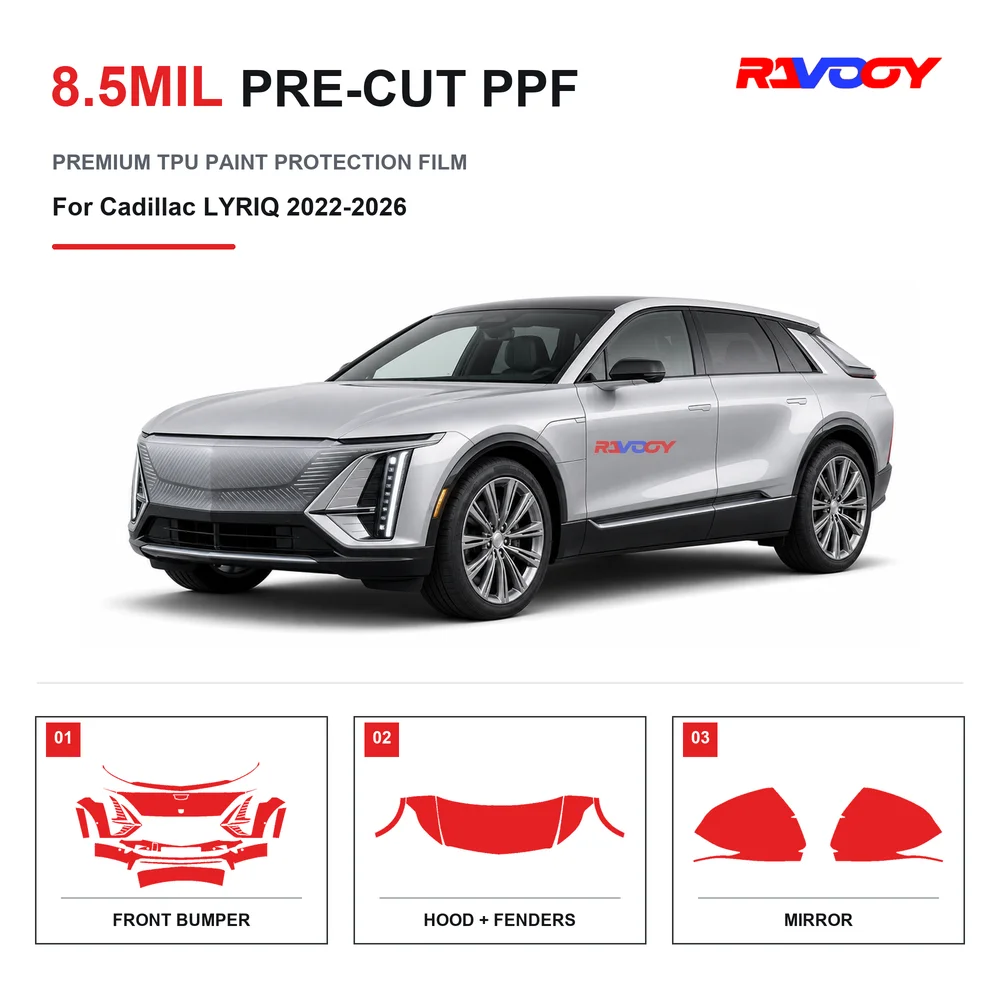 Precut PPF For Cadillac LYRIQ 2022-2026 8.5mil TPU Clear Paint Protection Film Self Healing Hydrophobic UV Stone Chip Guard