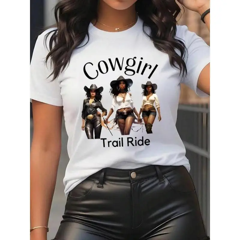 

Cowgirl Trail Ride Graphic Tee – Western Style Shirt with Bold Cowgirl Theme for Fashion Lovers
