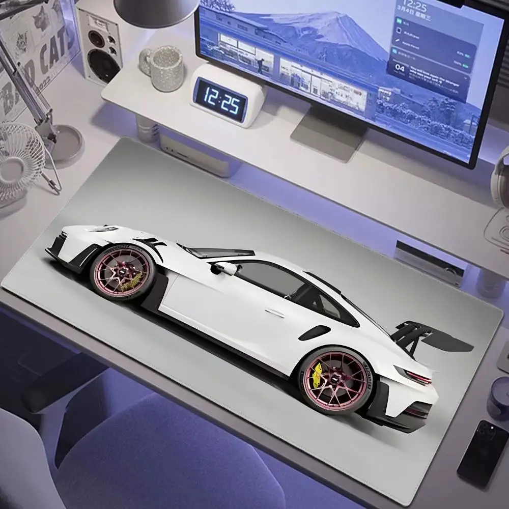White cool sports car Mouse Pad Large Gaming Anti-Slip Rubber Base Extended Desk Mat Gamer Office Computer Accessories HYBXAXC