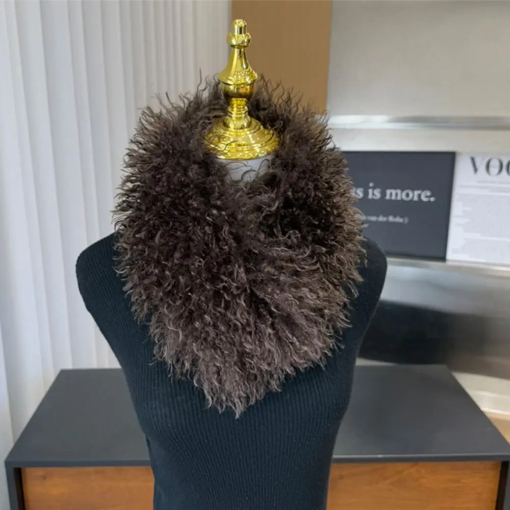 Winter Warm Faux Fur Collar Scarf Magnetic Attraction Double-sided Neck Warmer Fluffy Windproof Scarf for Women