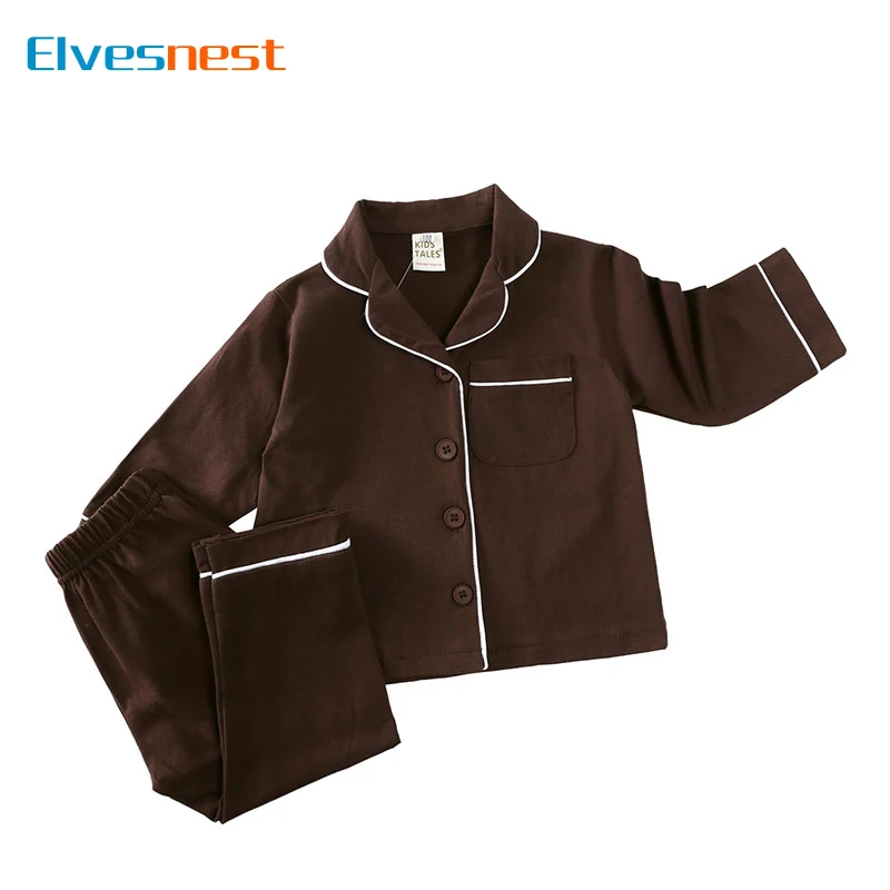 New Fashion Children Home Clothing Cotton Long Solid Color Sleepwear Pants 2 PCS Spring Autumn Children's Pajamas Set 1-5 Years