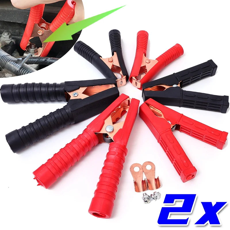 1Pair Pure Copper Battery Electric Wire Connector Universal Auto Battery Crocodile Clips Positive and Negative Connection Clamp