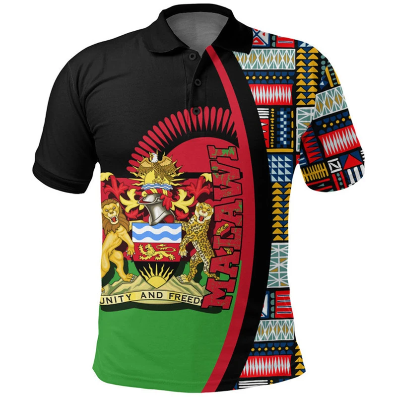 Malawi Flag Map 3D Printed Polo Shirt Malawians National Emblem Tee Shirts Africa Cloting Short Sleeve Male Jersey Casual Tops