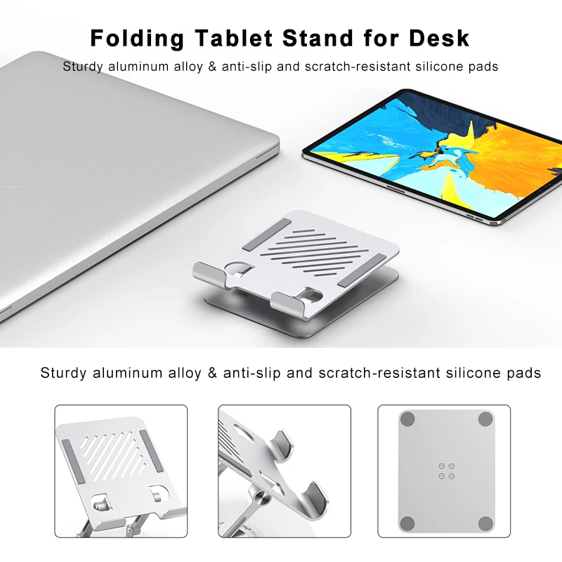 ST04 Swivel Tablet Stand Aluminum Portable 360 Rotating Tablet Stand Holder for Desk Business Kitchen Desktop for IPAD