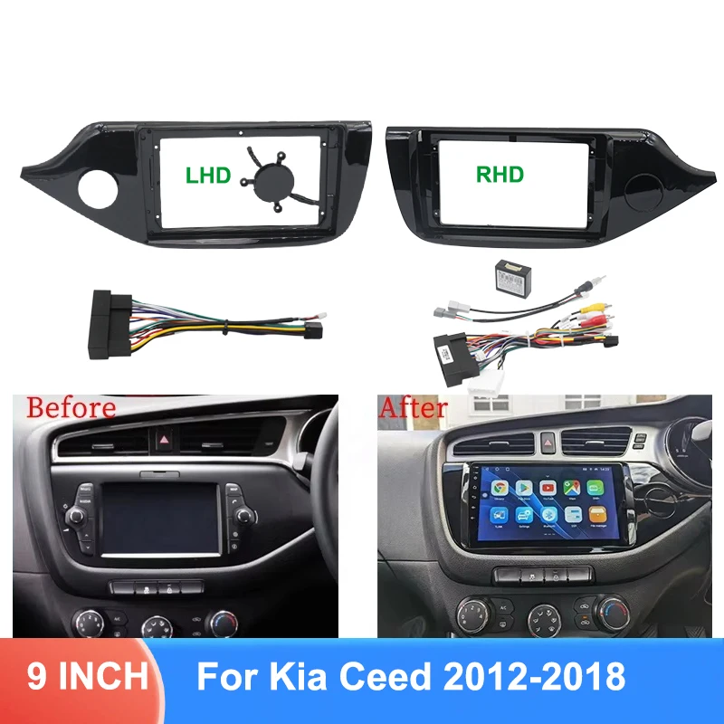 9 Inch Stereo Panel Kit For Kia Ceed 2012-2018 LHD RHD Wiring Harness Optional