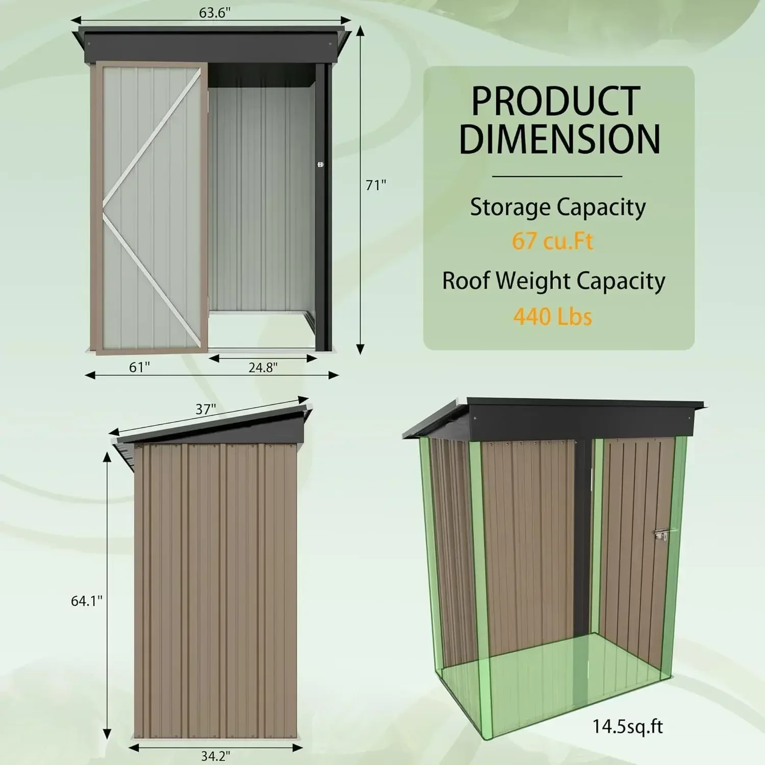 

[Discounted Price!]Outdoor Storage Shed Metal Garden Shed with Lockable Door Outside Waterproof Tool Shed for Backyard, Patio, L