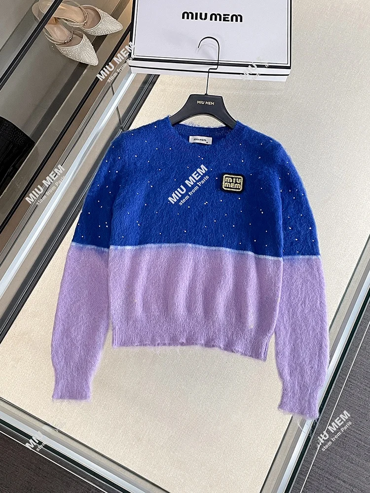 

Miumem High-End Knitted Top Letter Patchwork Name Lady Sle Early Spring Faionable Women's Premium Quali Long Sve Kni...