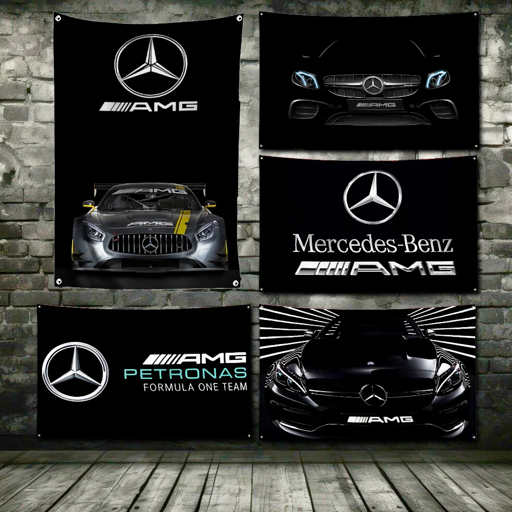 3x5 Ft For Racing Mercedess amgs Flag Polyester Digital Printing Banner for Garage Wall Art Out Door Decoration Grommets