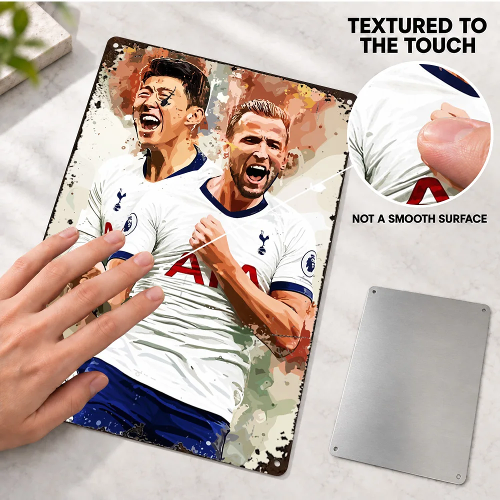 Harry Kane And Son Heung-Min Football Players Aluminum Poster Personalized Metal Sign Sports Photography Wall Art For Man Cave
