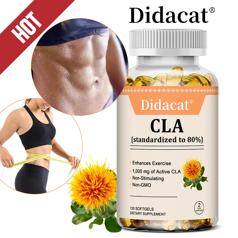 CLA Supplements - Non-GMO Safflower Oil, Supports Energy, Weight Loss, Heart Health, and Muscle Health - 120 Capsules