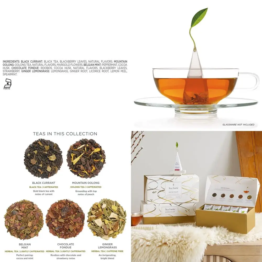 

Winter Chalet Premium Presentation Box Gift Set Sampler, 20 Count, 4 of Each Blend Individually Wrapped Handcrafted Pyramid Infu