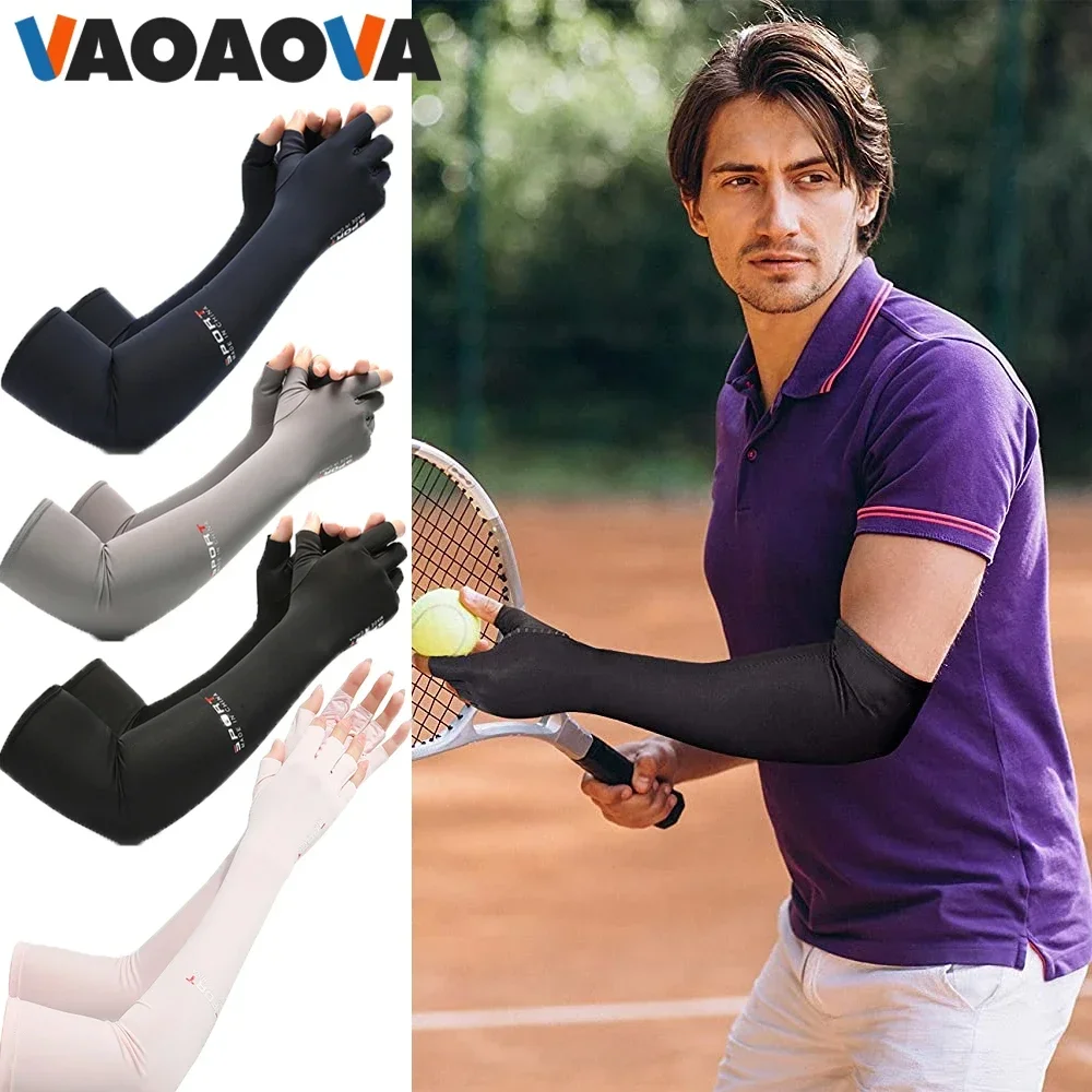1Pair UV Sun Protection Arm Sleeves, Summer Cooling Compression Long Arthritis Cover Gloves for Outdoor Sports for Women & Men