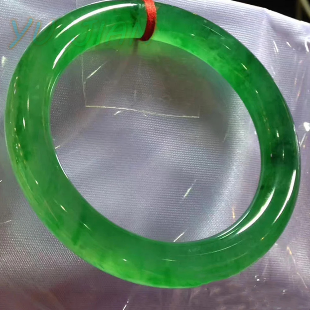 

Myanmar Natural A Goods Yang Green Jade Jadeite Bangle Ice Seed Floating Flower Concubine Round Bar Transparent Bracelet Jewelry