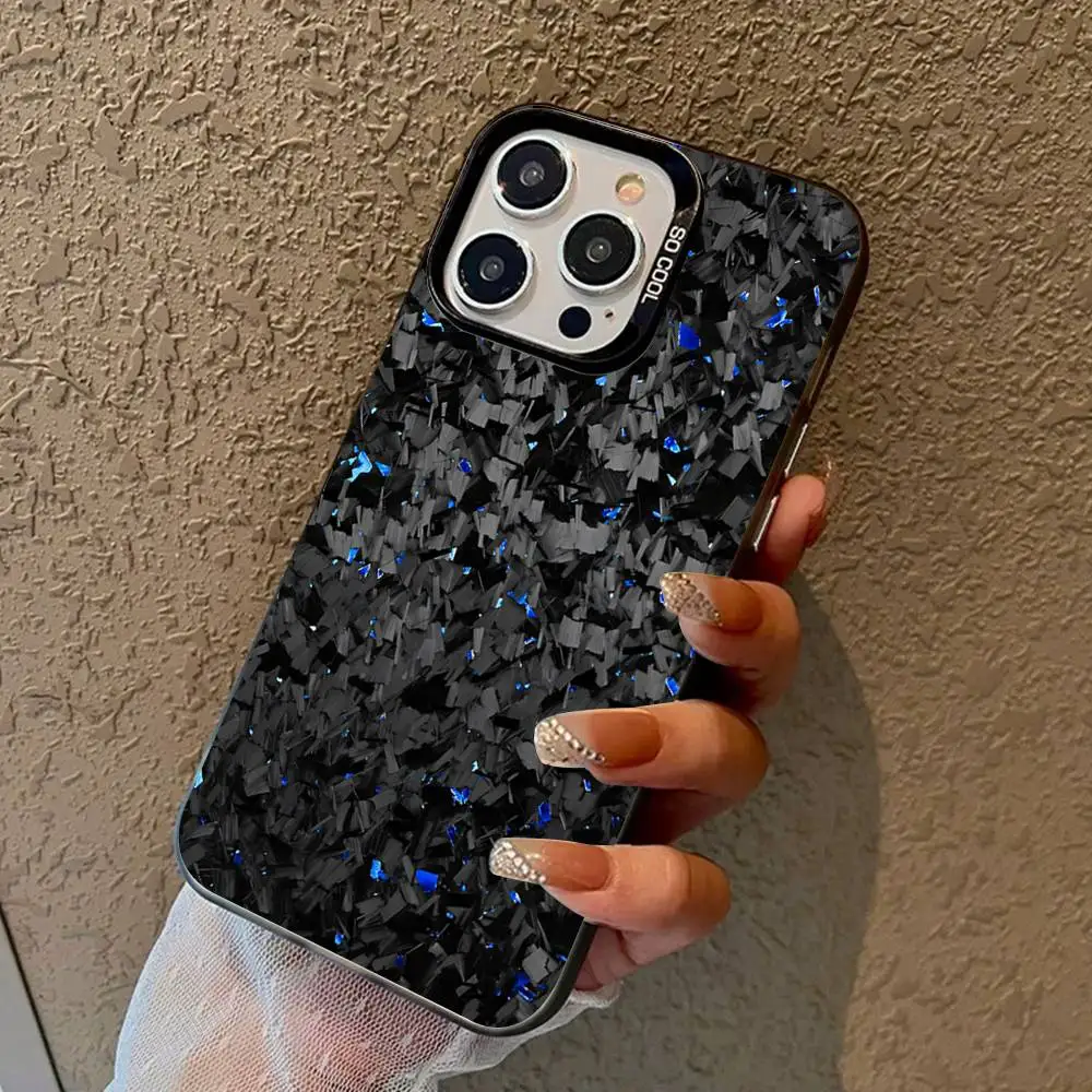 Black Forged Carbon Phone Case for Samsung Galaxy A37 A57 A17 A07 A16 A06 A35 A55 A25 A05S A56 A54 A36 A34 A24 A26 4G 5G Cover
