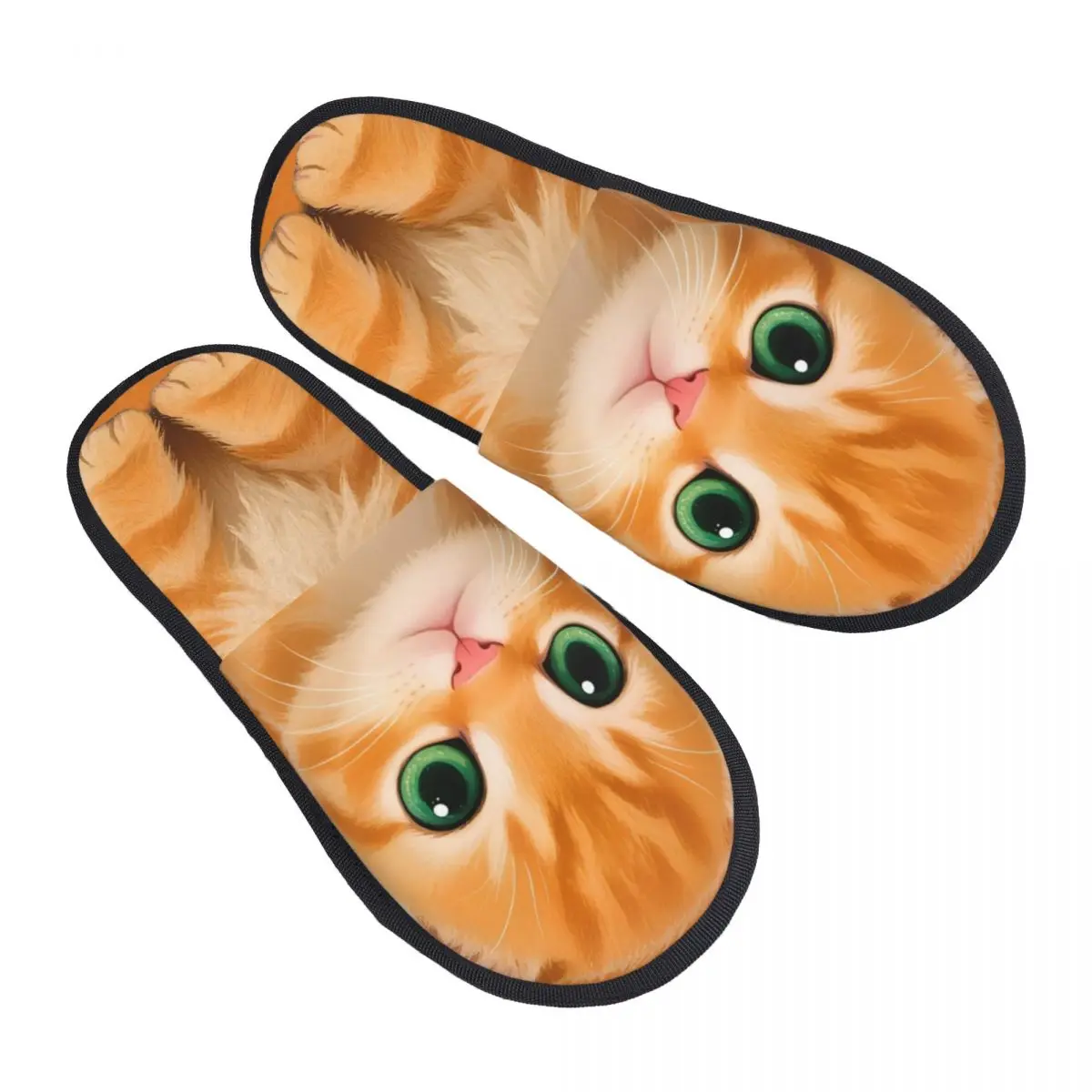Custom Cute Cat House Slippers Women Soft Memory Foam Slip On Spa Slipper Shoes