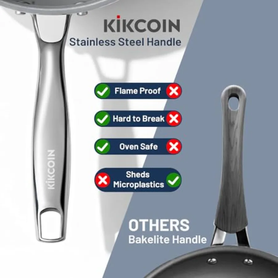 Керамическая сковорода с антипригарным покрытием, сковороды для омлета 3 размеров для здорового приготовления пищи, сковорода для яиц 8 + 9,5 + 11 дюймов с ручкой Stay Cool Fre