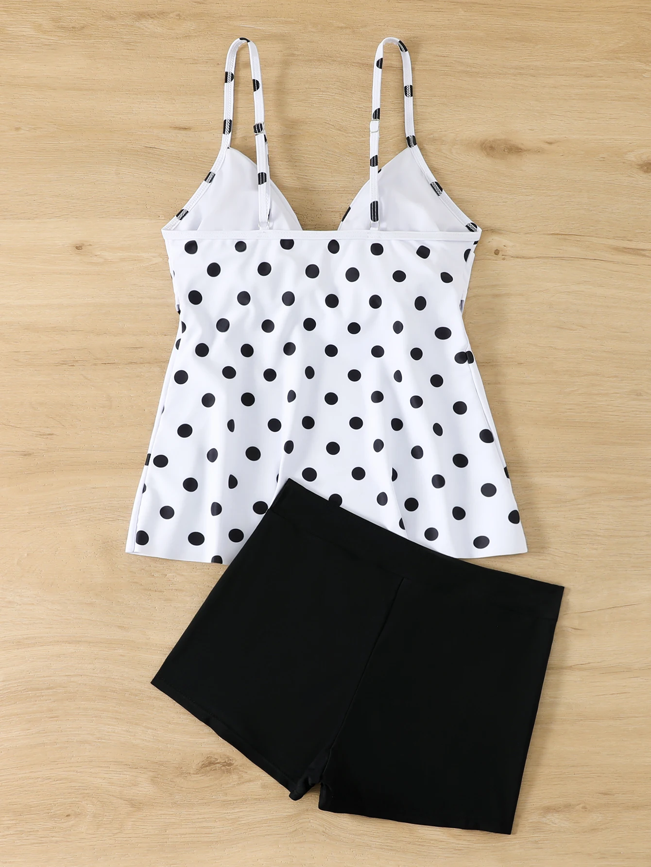 2026 Strappy Tankini Swimsuit Women Two Pieces Dot Swimwear Female Solid Bathers Bathing Swimming Swim Suit Beachwear XL