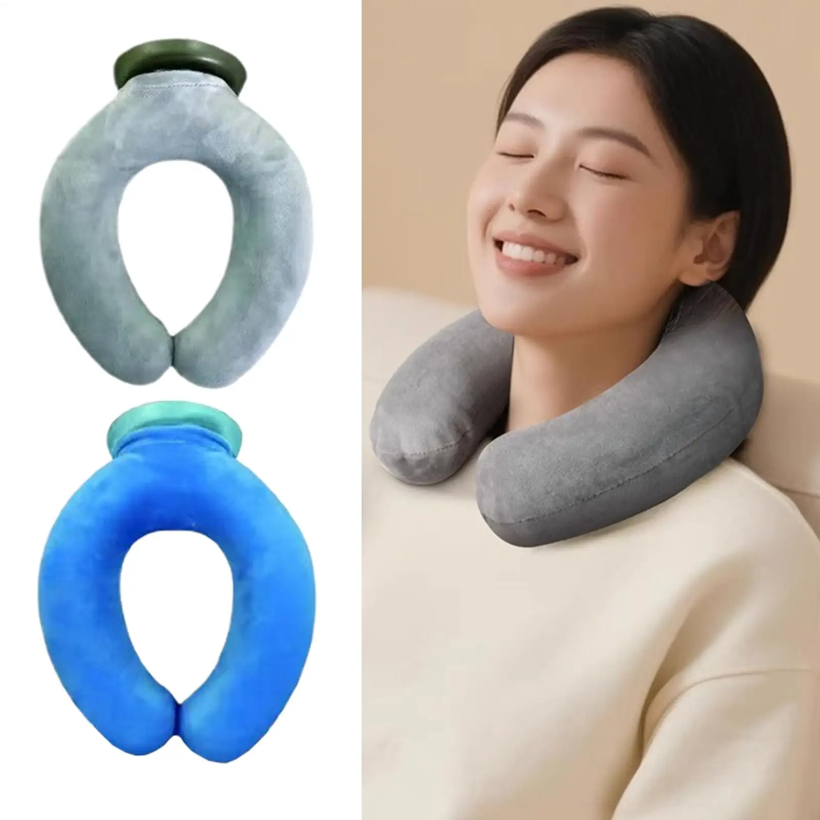 U-Shape Hot Water Neck Bottle 1000ml capacity Leak-Proof Warmer with Plush Cover for Women, Home Winter Relaxation & Comfort