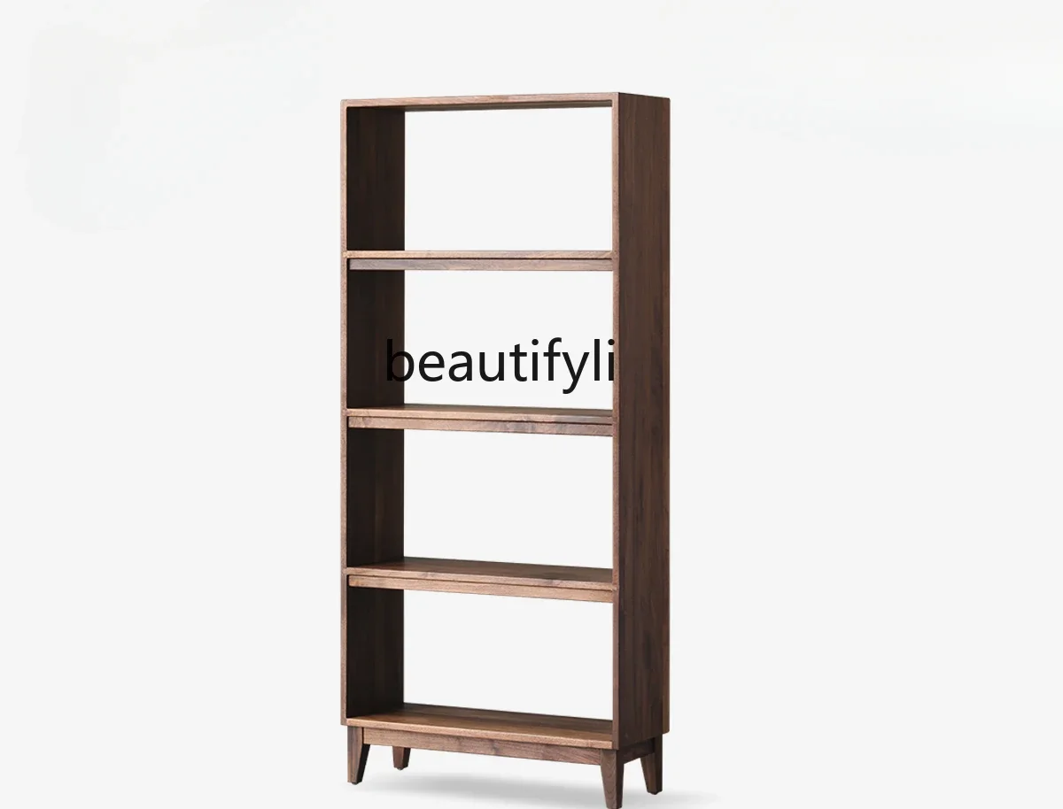 

North American FAS black walnut Nordic all solid wood shelves study furniture simple lattice floor-to-ceiling bookcase