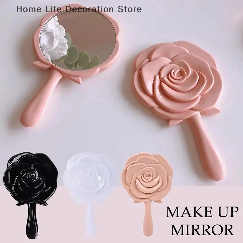 Retro-Rosenblumenform, 3D-Stereo-Kosmetik-Make-up, kompakter Spiegel, 3 Farben. Wählen Sie Handspiegel, kompakter Spiegel, Weihnachtsgeschenke