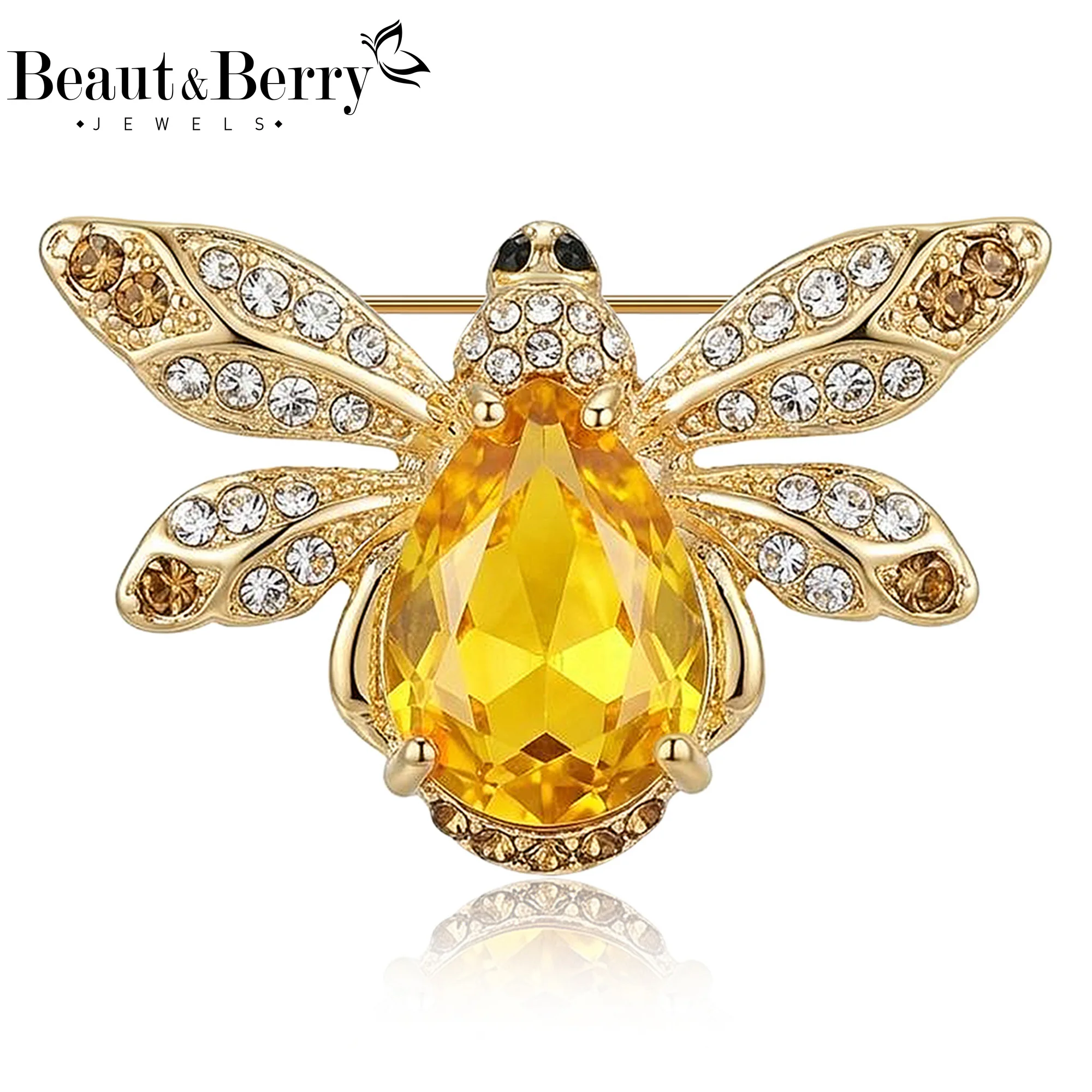 Beaut&Berry Luxury Crystal Bee Brooches for Women Unisex Insect Pins Casual Party Jewelry Accessories Gifts Decoration