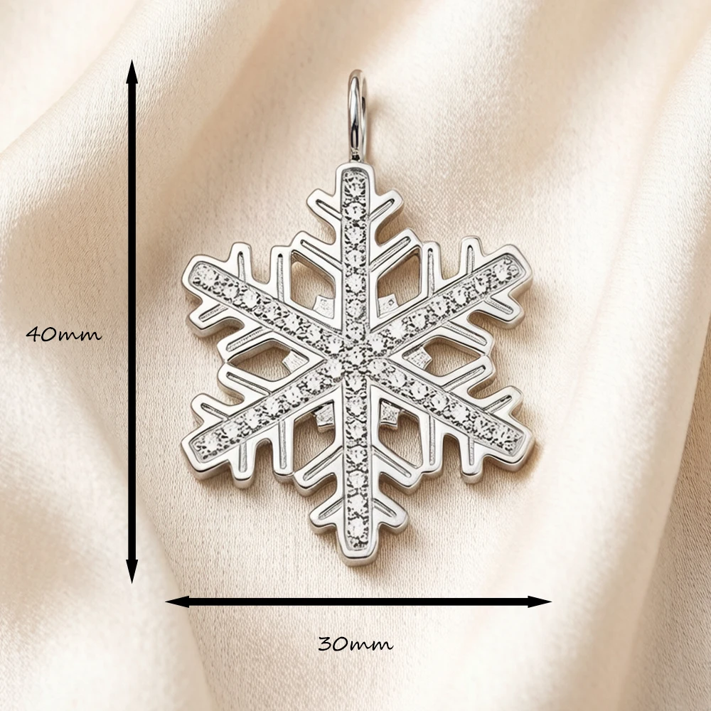 Pendant Snow Snowflake Brand New Fine Jewelry Winter Accessorie 925 Sterling Silver Romantic Gift For Woman