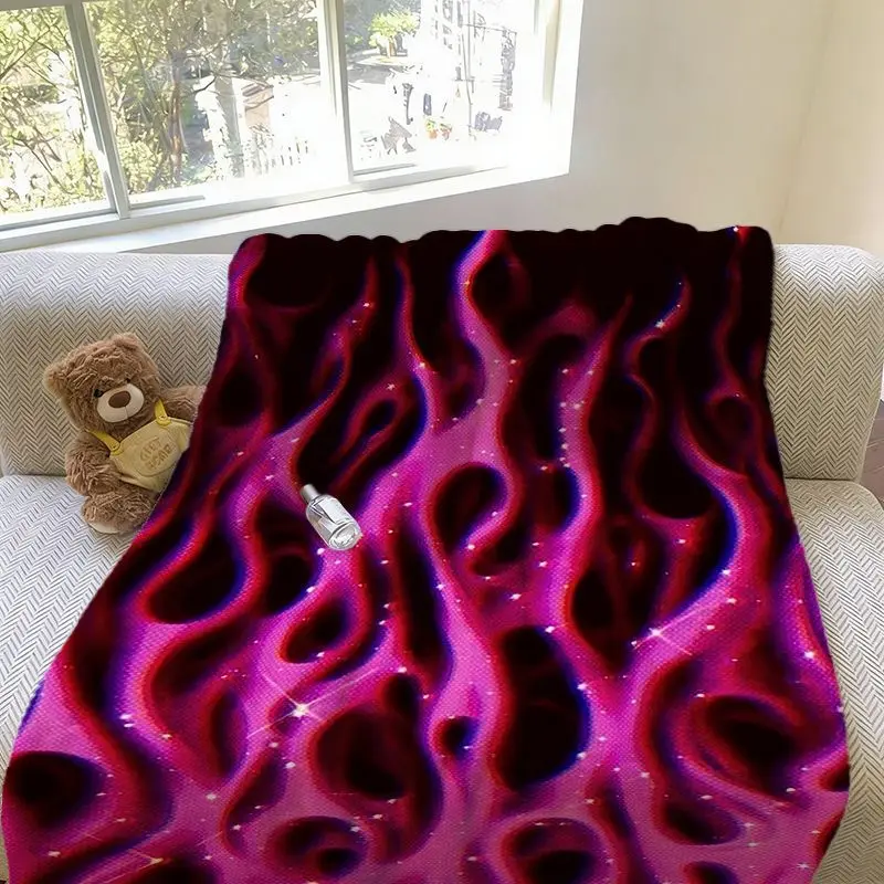 Y2K Millennium Flame Print Fleece Throw Blanket, Soft Plush Blanket for Bedroom Bed Sofa, Student Nap Blanket Home Aesthetic Dec