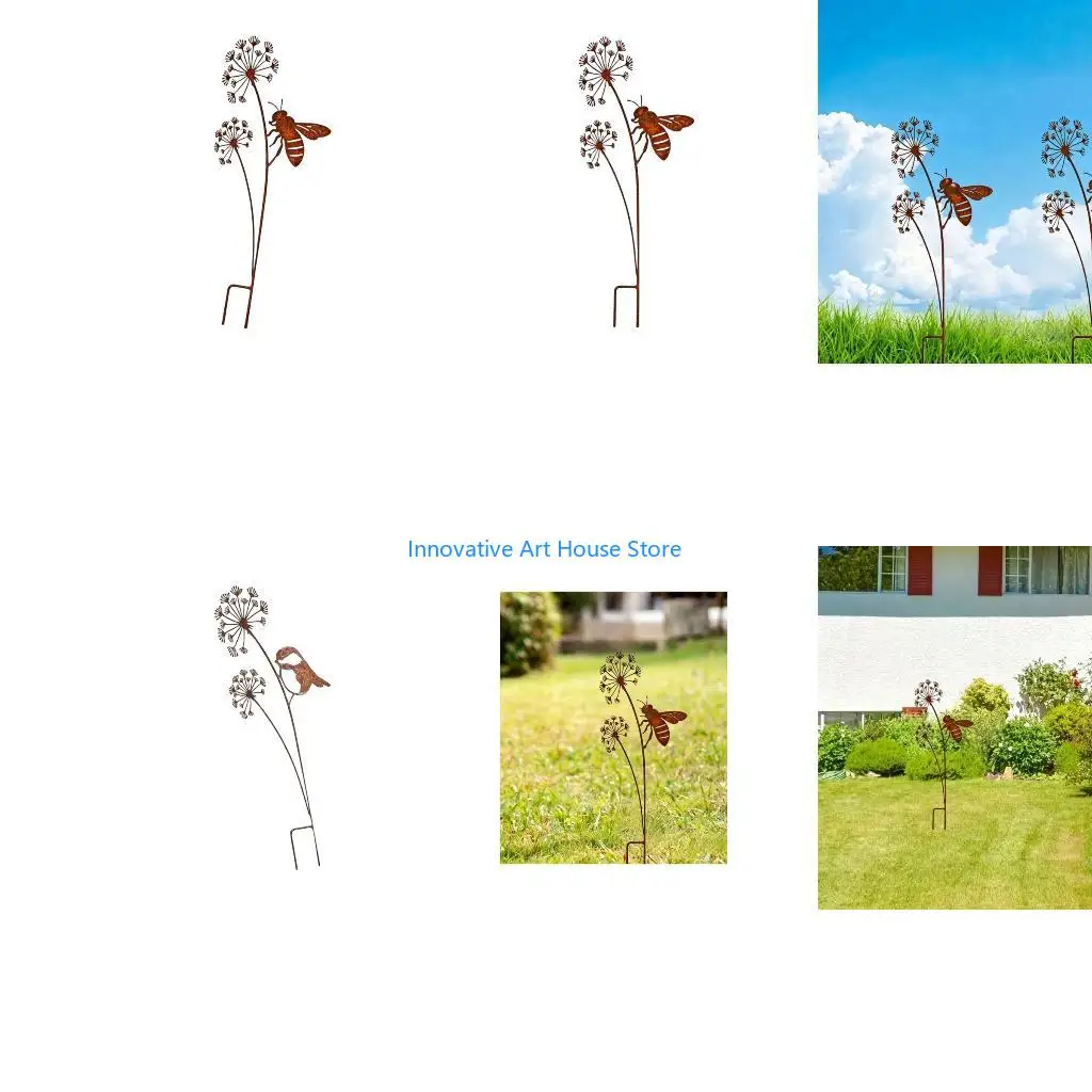E1PC Flower Zone Metal Yard Stake in Aged Metal for Outdoor Spaces Landscape