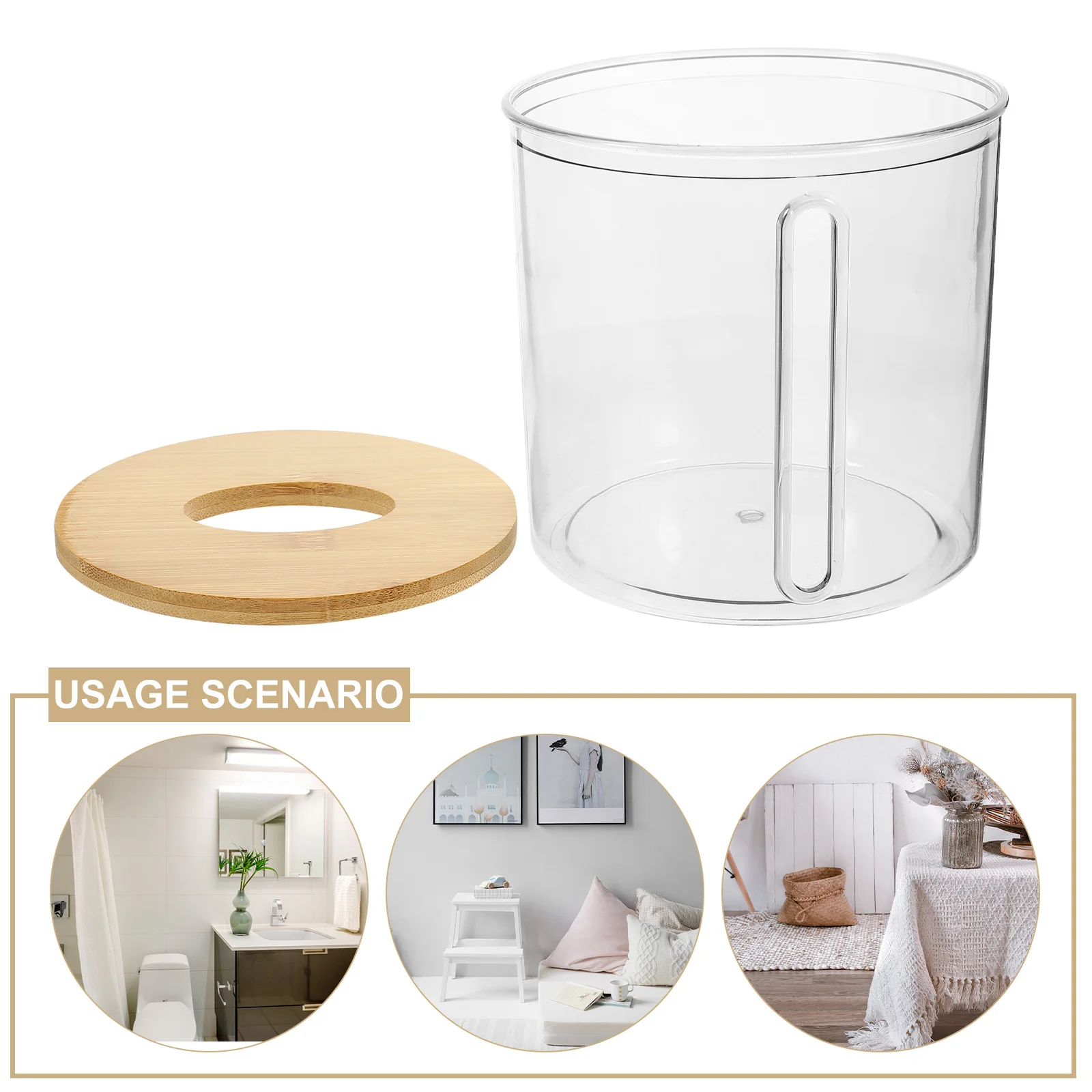 Clear Tissue Box Cover Round Napkin Holder Stylish Decorative Storage for Home Office Car Hotel Bedroom Living Room