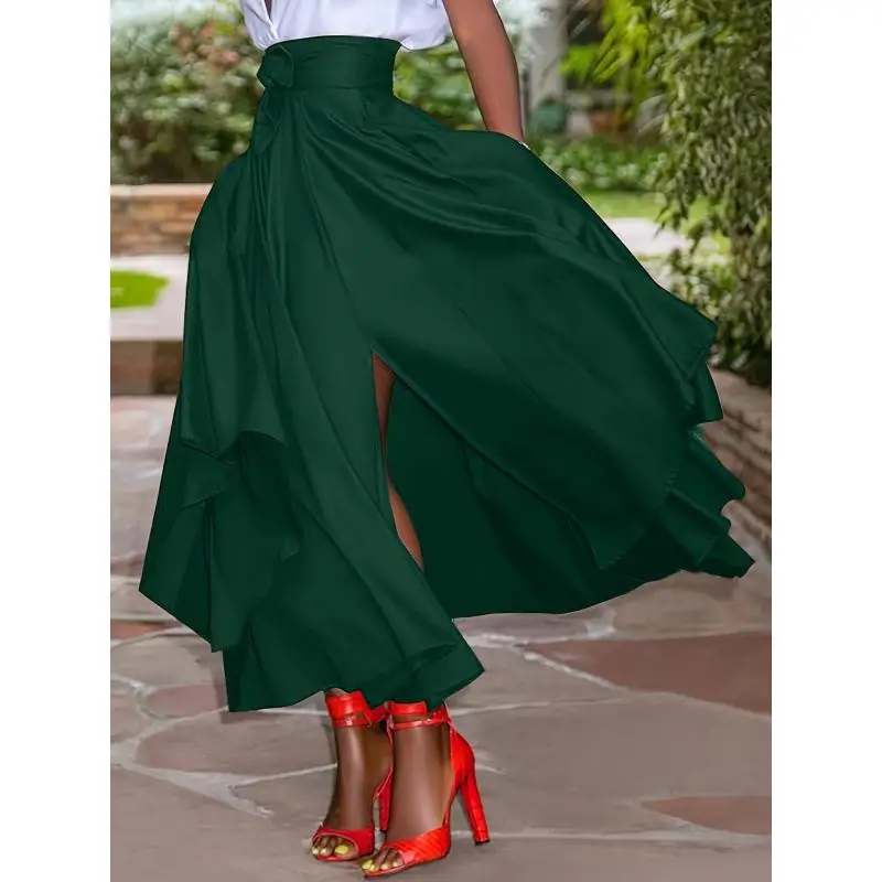 Large Swing Skirt P 98390 Women's  Skirt Half-length Flared Design Denim Fabric Mid-waist Batwing Shape Winter 