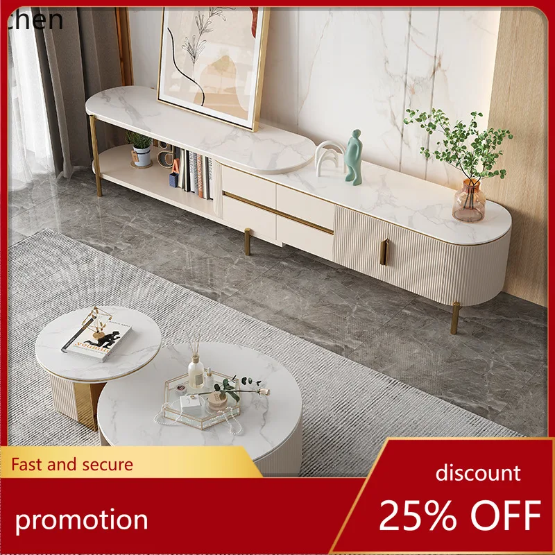 YFY TV Cabinet and Coffee Table Set Modern Simple Living Room Home Small Apartment Creative Extendable Floor Cabinet