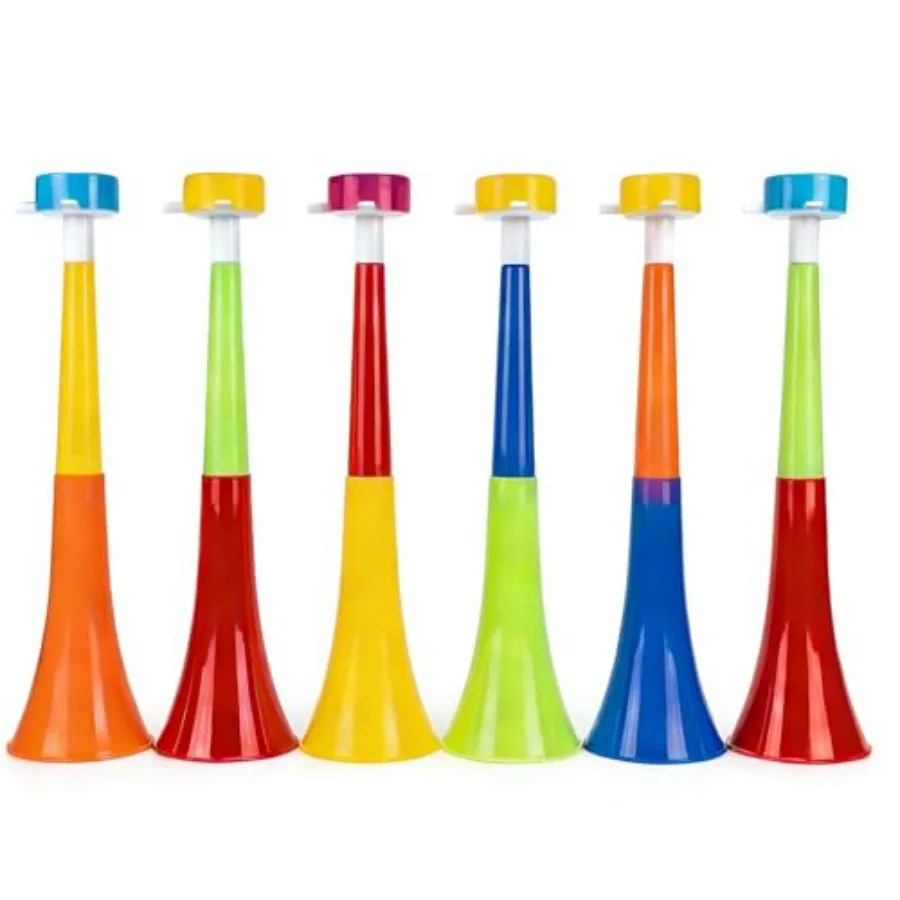 

6-Pack Extendable Stadium Horns Vuvuzela 11IN Large Loud Cheering Noise Maker for Fans Plastic Blow Horn for Tailgate Party Sup