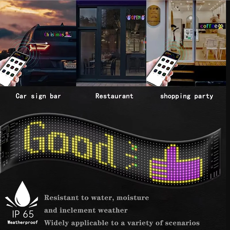 Demon Eyes Car RGB LED Car Sign Animation LED Matrix Pixel Panel DIY Programmable App Control LED Panel Flexible Display Light