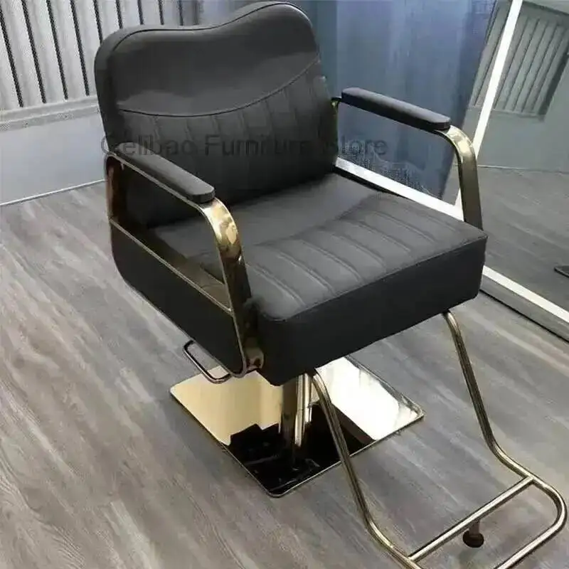 Reclining Chair Hairdresser Chairs Vintage Barber Professional Manicure Ergonomic Barbershop Gold Salon Armchairs Massage 2024