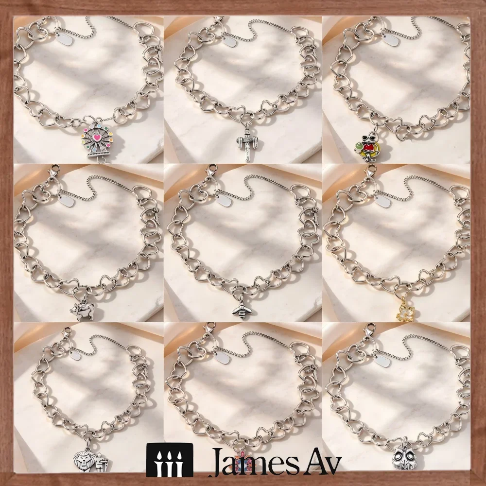 2027 S925 Sterling Silver Heart Shape Link Charm Bracelet Bundle Ferris Wheel Hammer Bee Lion Owl Cute Animal Charms Adjustable Extension Chain Lobster Clasp Polished Silver Finish Trendy Wrist Jewelry Gift for Women Girls