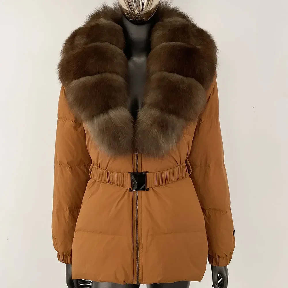 Chaud naturel col de fourrure de renard véritable manteau de fourrure épais femmes vêtements d'extérieur décontracté canard doudoune 2025 nouvelle mode d'hiver doudoune