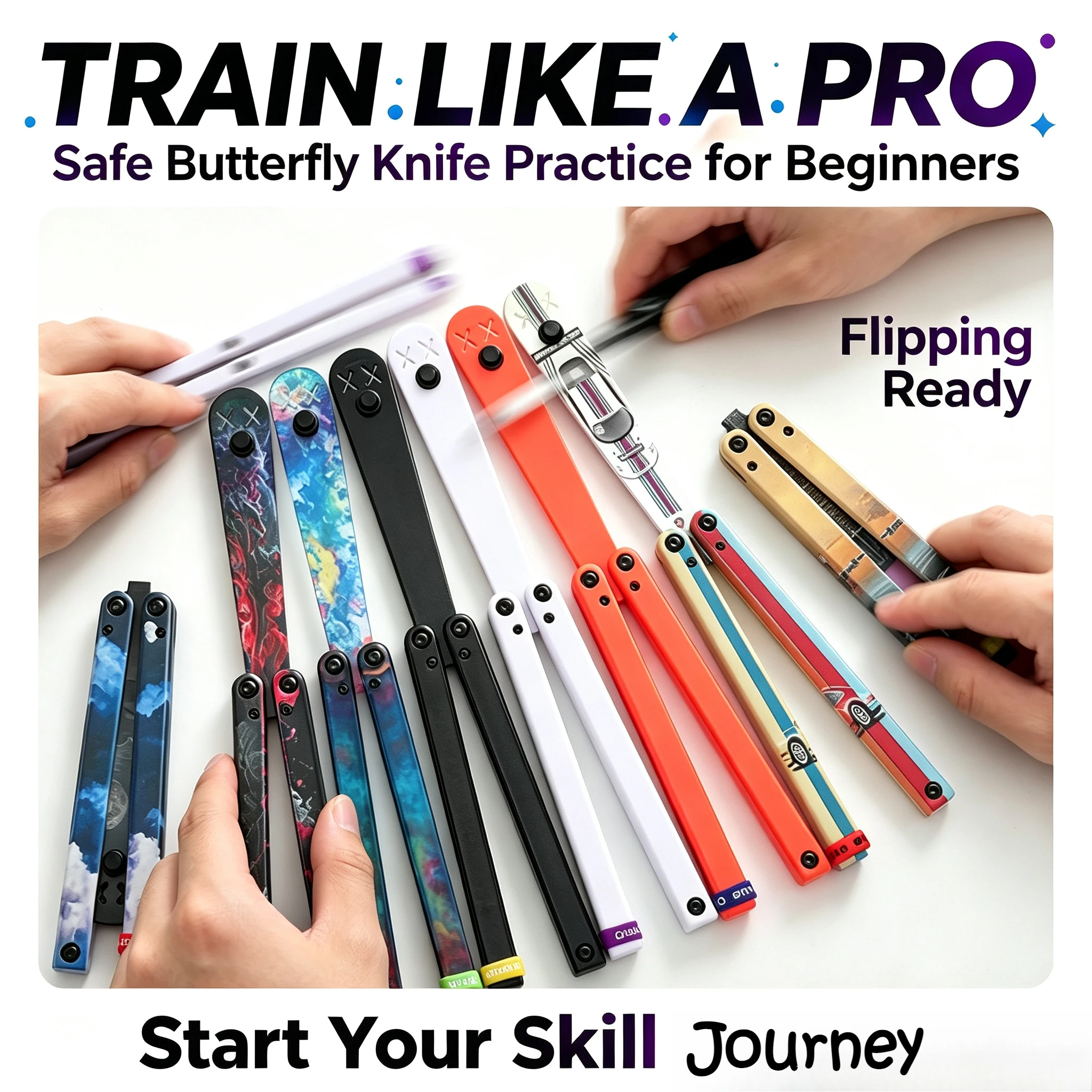 Clone Training Butterfly Knife POM Plastic Material Balisong Flipper Trainer CNC Cutting No Edge Safe Safety Training Flipping
