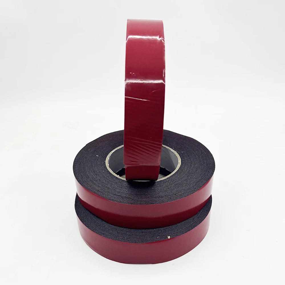 1 Buah 10M Pita Lem Perekat Dua Sisi Kuat Super Lengket dengan Garis Merah Pita Busa Isolasi Anti-tabrakan Tahan Air