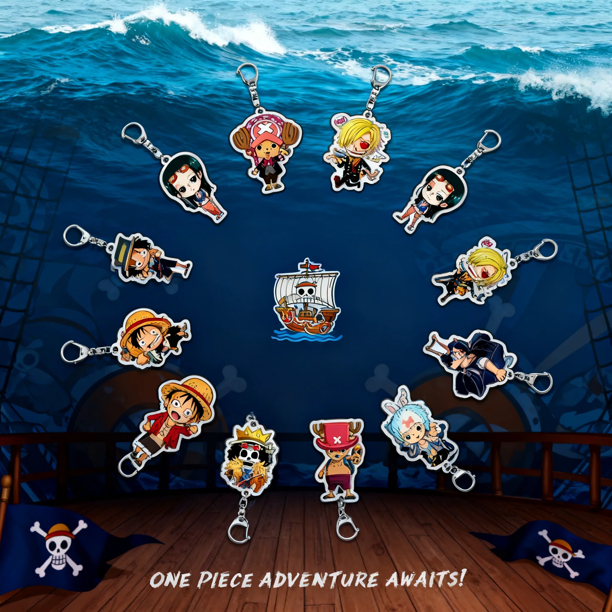 

Акриловый брелок-подвеска по аниме One Piece с Луффи, Чоппером, Зоро, Ророноа — аксессуар для рюкзака