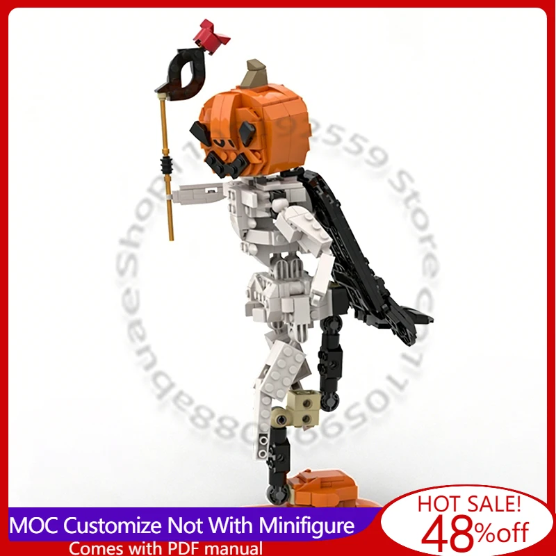 

486 деталей, популярная серия игровых персонажей 31129, скелет с головой-тыквой, MOC, модульный конструктор, игрушка для самостоятельной сборки, рождественский подарок