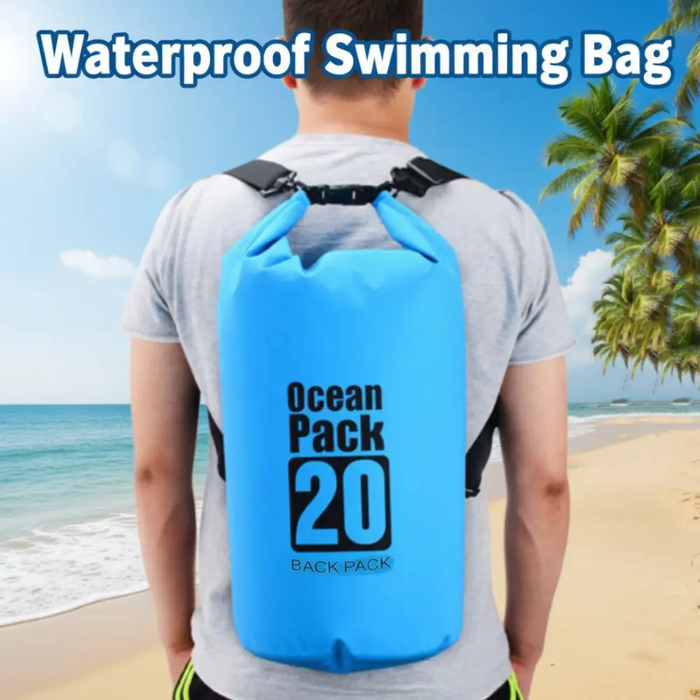 20L Waterproof Dry Bag Large-Capacity Waterproof Swimming Bucket Bag Foldable with Shoulder Straps Beach Backpack Swimming Pool