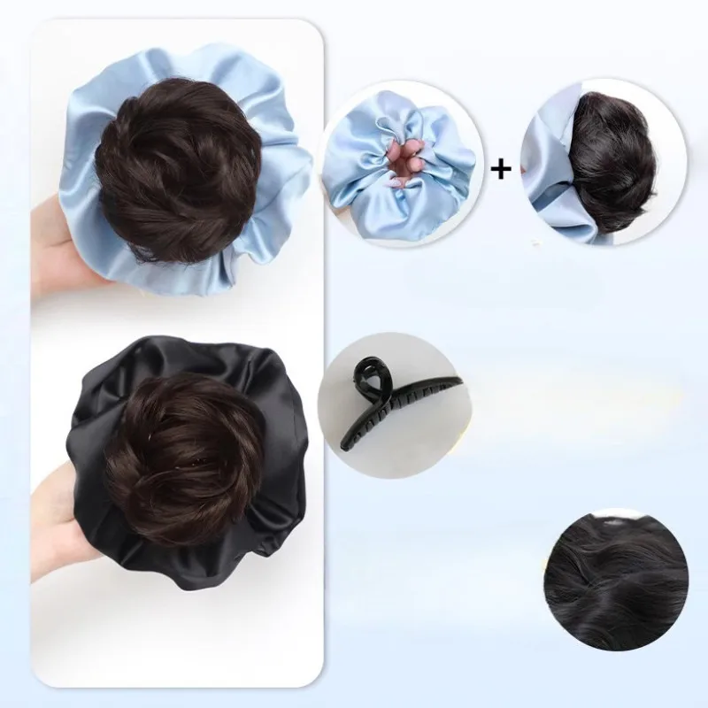 الاصطناعية Chignon 18 سنتيمتر الكورية نمط زهرة برعم كعكة الشعر المرأة مزاجه أنيقة رقيق شعر مستعار كليب