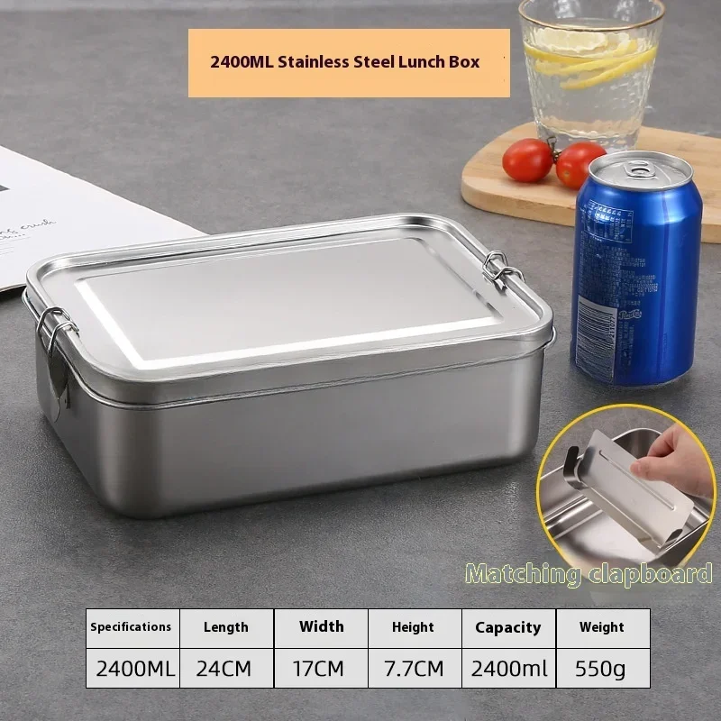 Roestvrijstalen Bento Box Metalen Lunchbox Voedselopslagcontainers met Afsluitbare Clips Lunch Snackdozen voor Werk, School