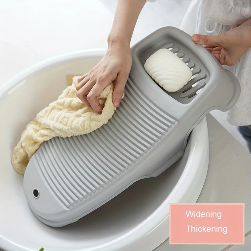 1pc Creative Plastic Thickened Old-fashioned Mini Washboard With Soap Dish - Perfect For Household Laundry!