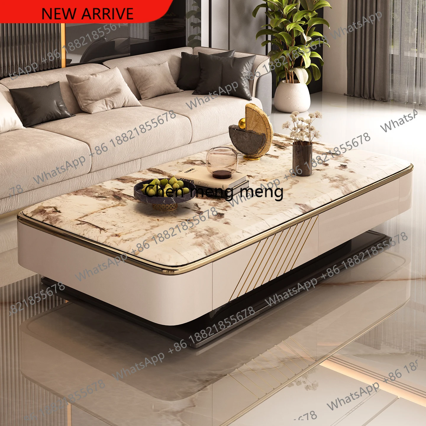D178 Light luxury coffee table microcrystalline stone home high-end living room coffee table high-end customized table