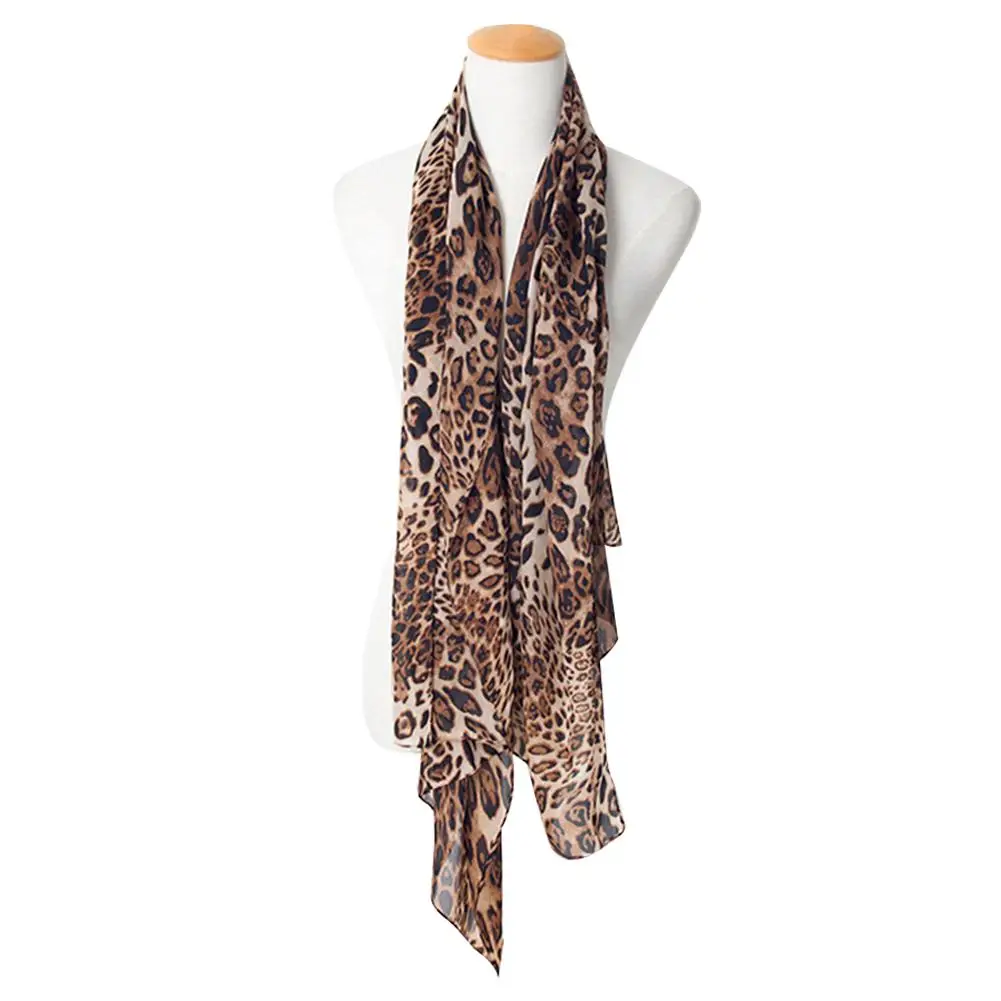 Women Stole Soft Leopard Print Scarf Vintage Chiffon Wrap Harajuku Scarves Shawl Hot Sale Thin Summer Spring Casual Sexy Elegant