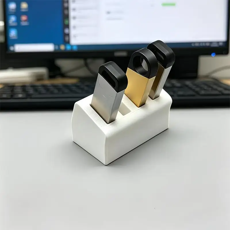 【CPI】USB Drive Storage Box Desktop Organizer - 4-Slot Flash Drive Organizer, Suitable For Computer Desktops, Office Supplies