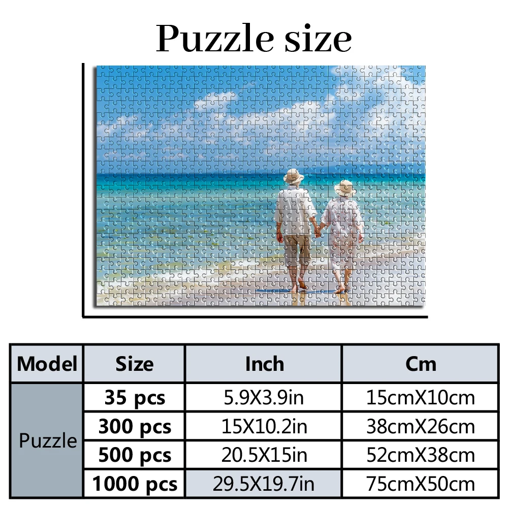 Personalized Custom Photo Puzzle Customized Seaside Strolling Elderly Couple Puzzle Handmade Gifts