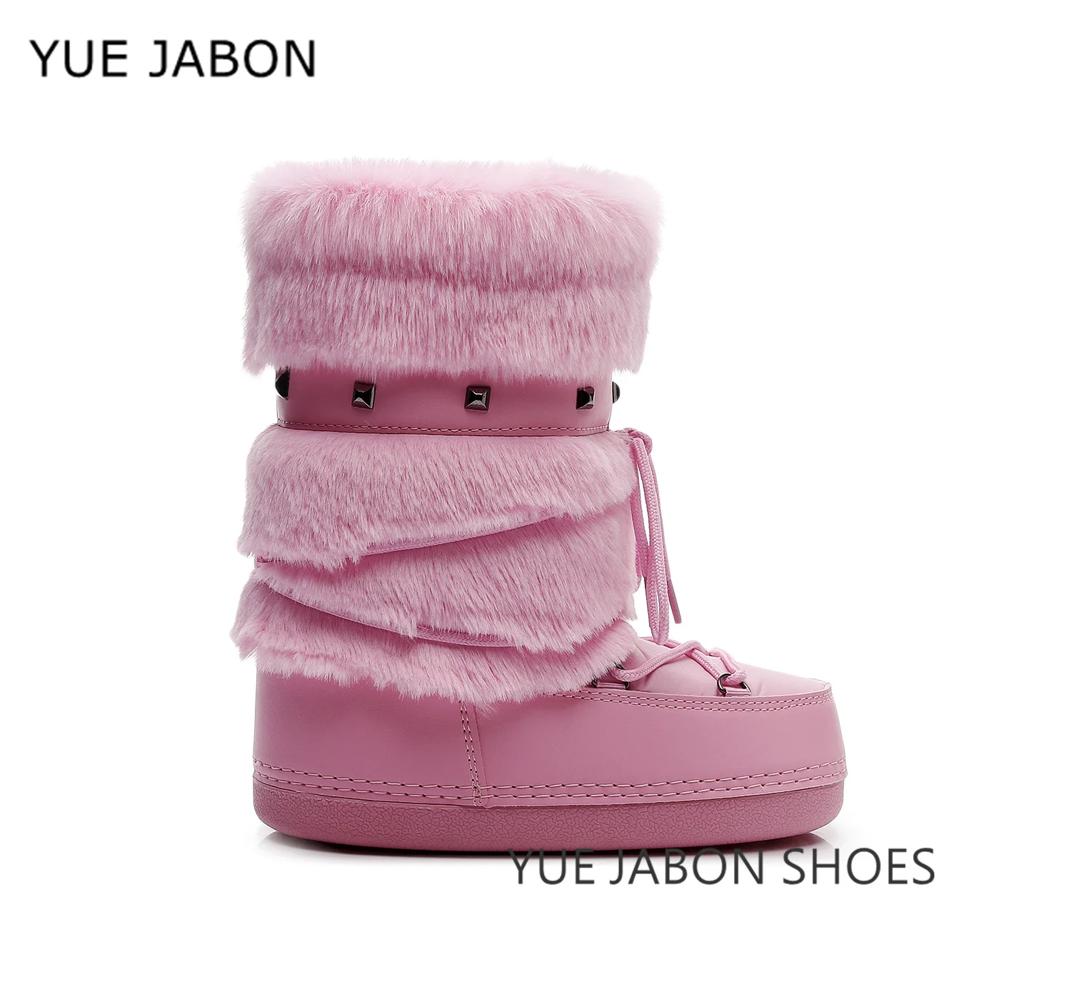 المسامير ديسمبر أحذية الثلوج للنساء شعر غامض رقيق فروي فراء الأحذية 2026 الشتاء أحذية للنساء الوردي أسود أبيض الفراء الثلوج الأحذية